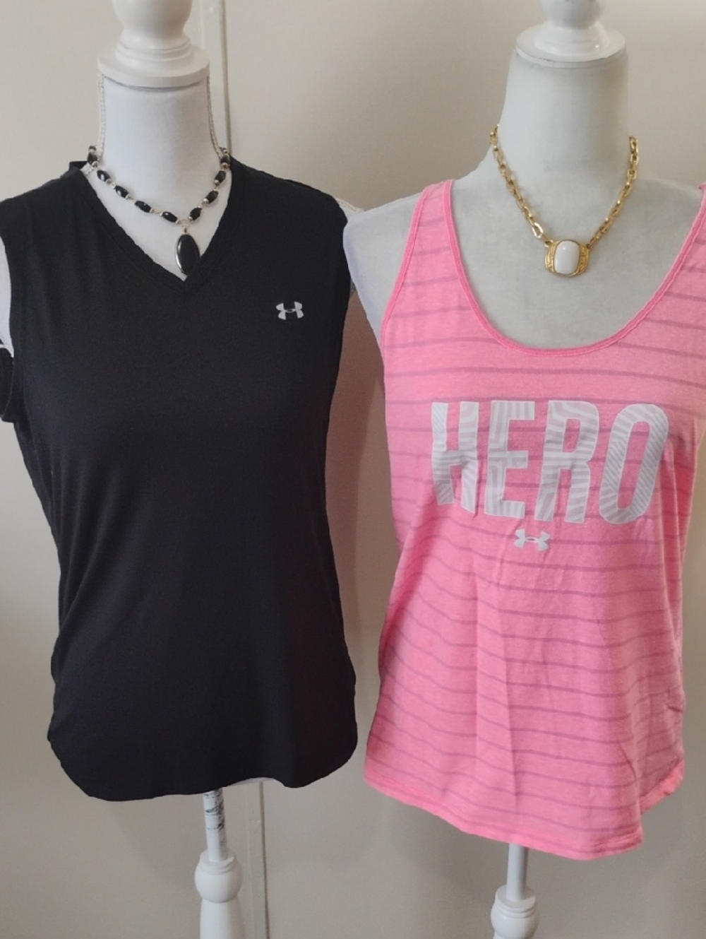 Under Armour Pink Striped HERO Scoop Tank